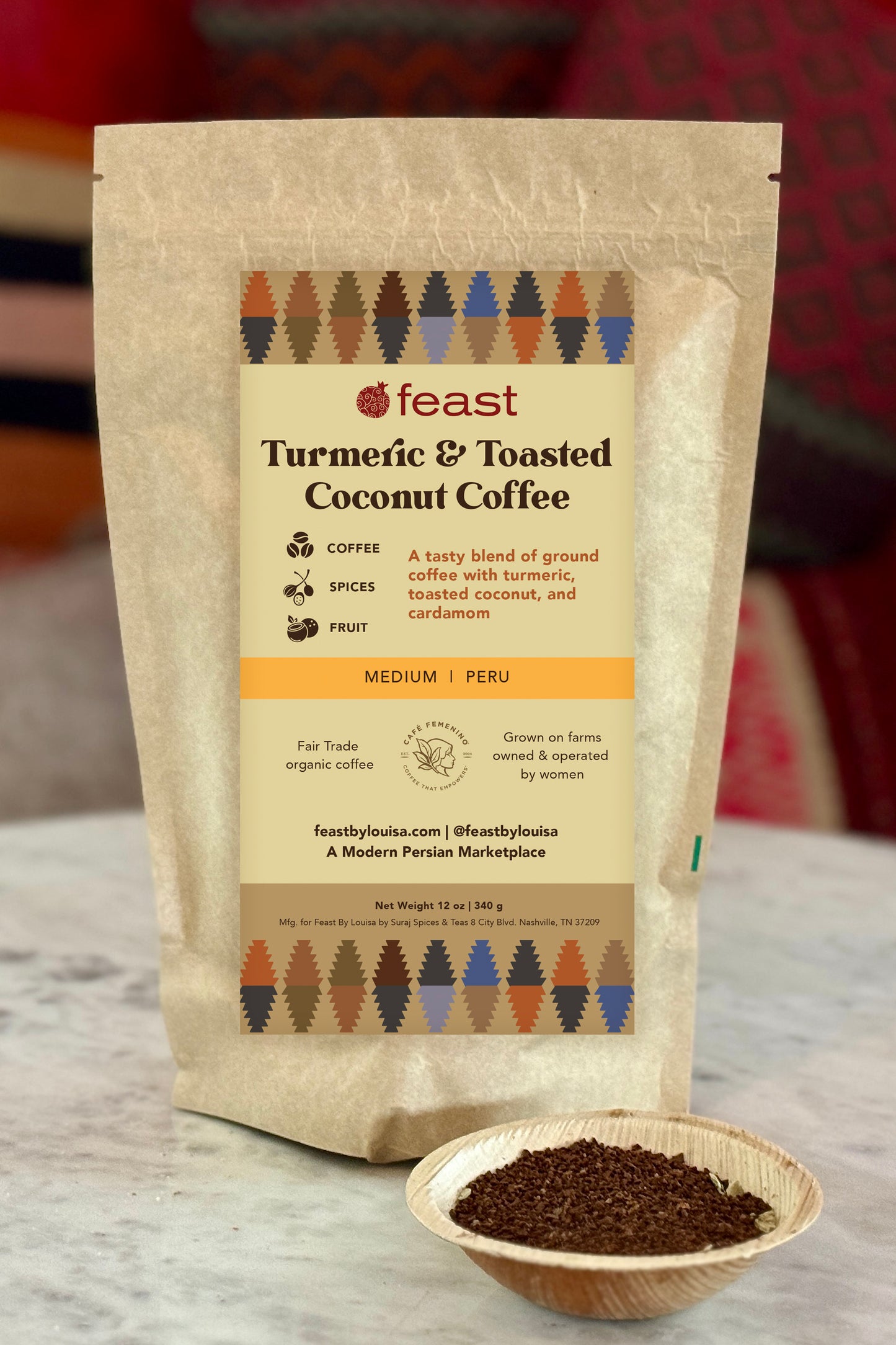 Turmeric & Toasted Coconut Coffee, 12 oz bag